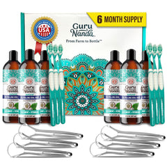 GuruNanda CocoMint oil pull bottle promotes long-lasting fresh breath