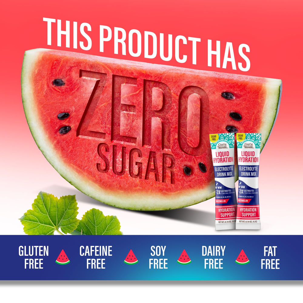 GuruNanda serving 8 oz of water with watermelon hydration mix.