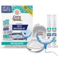 GuruNanda Premium Teeth Whitening Kit with LED light for at-home whitening sessions