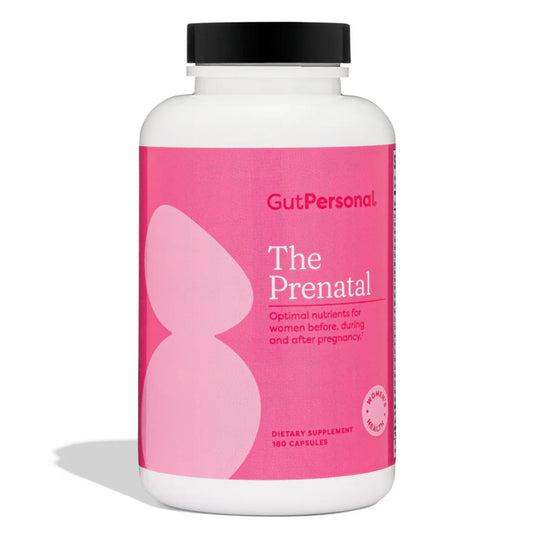 GutPersonal The Prenatal bottle with capsules for prenatal support.