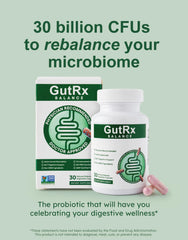 Close-up of GutRx Balance capsules highlighting delayed-release protection