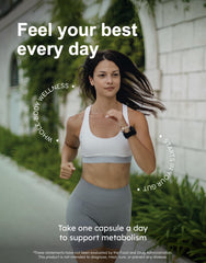 Two GutRx Balance capsules with glass illustrate daily probiotic routine
