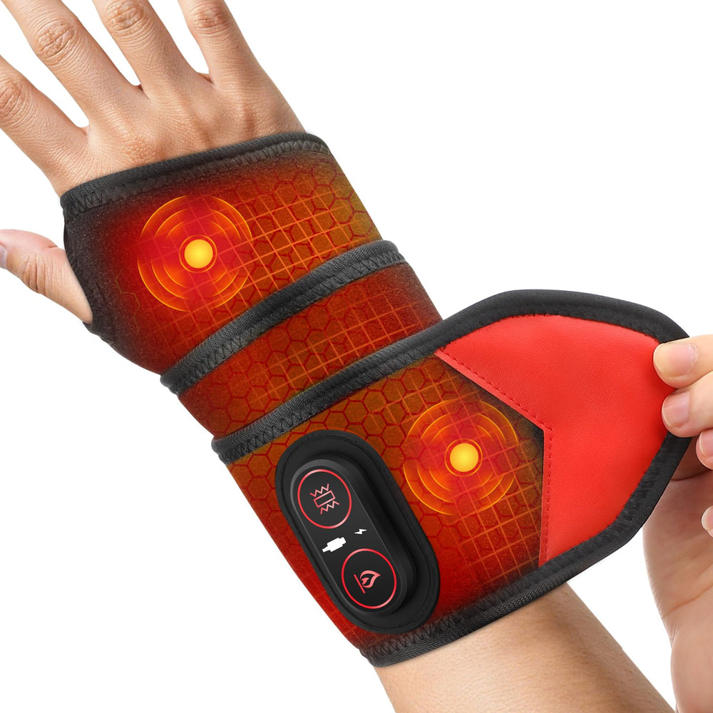 GVMSOR cordless wrist heating pad massager in use for post-workout relief