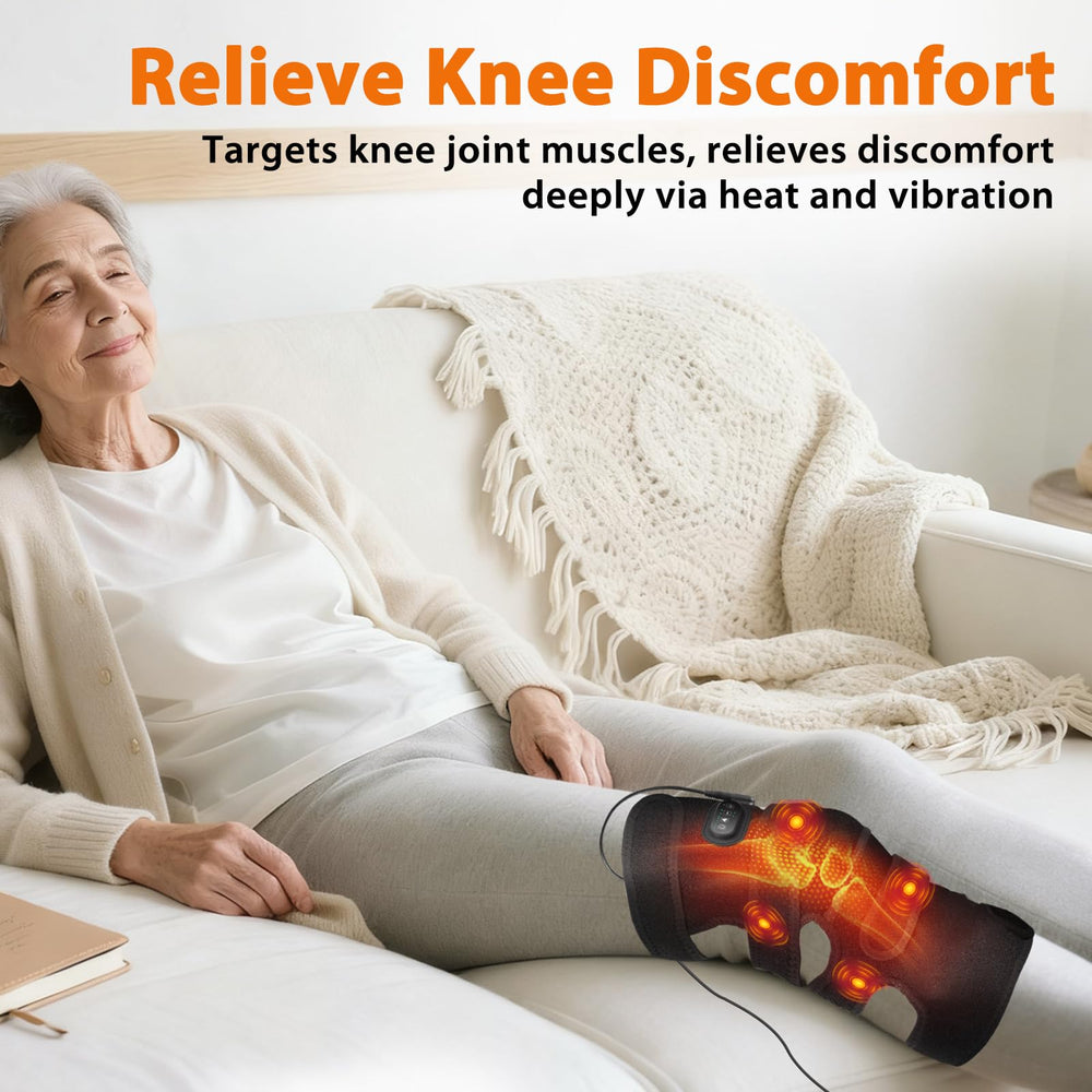 GVMSOR knee massager showing three heat levels for customizable warmth.
