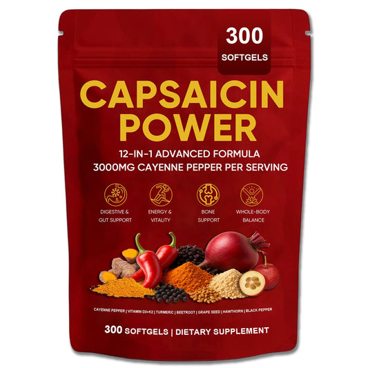 GXSAE Capsaicin Power bottle front view showing the product and design for daily wellness