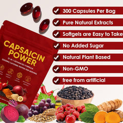 GXSAE Capsaicin Power label closeup highlighting D3+K2 and botanicals