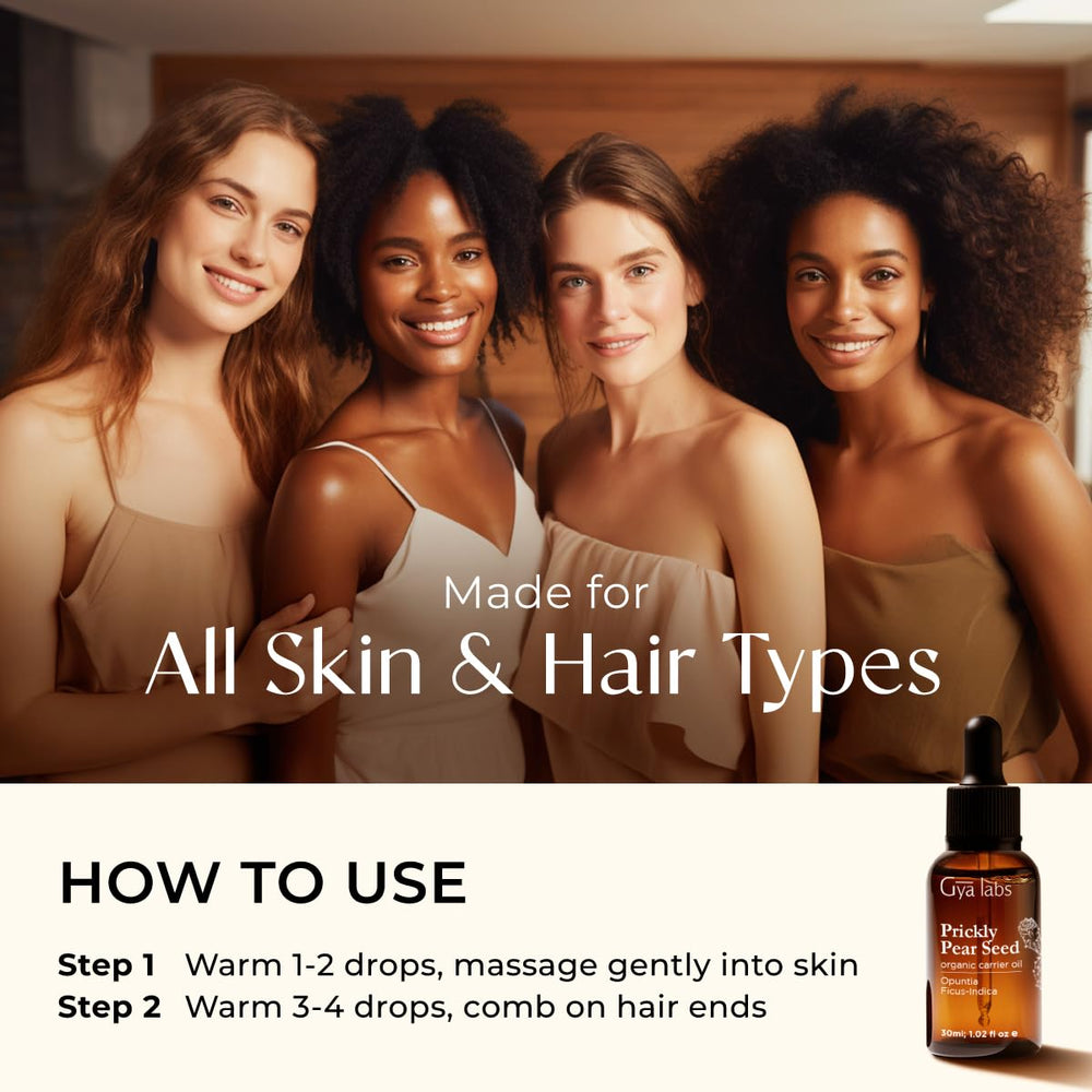 Gya Labs Prickly Pear Seed Oil applied to hair for moisture