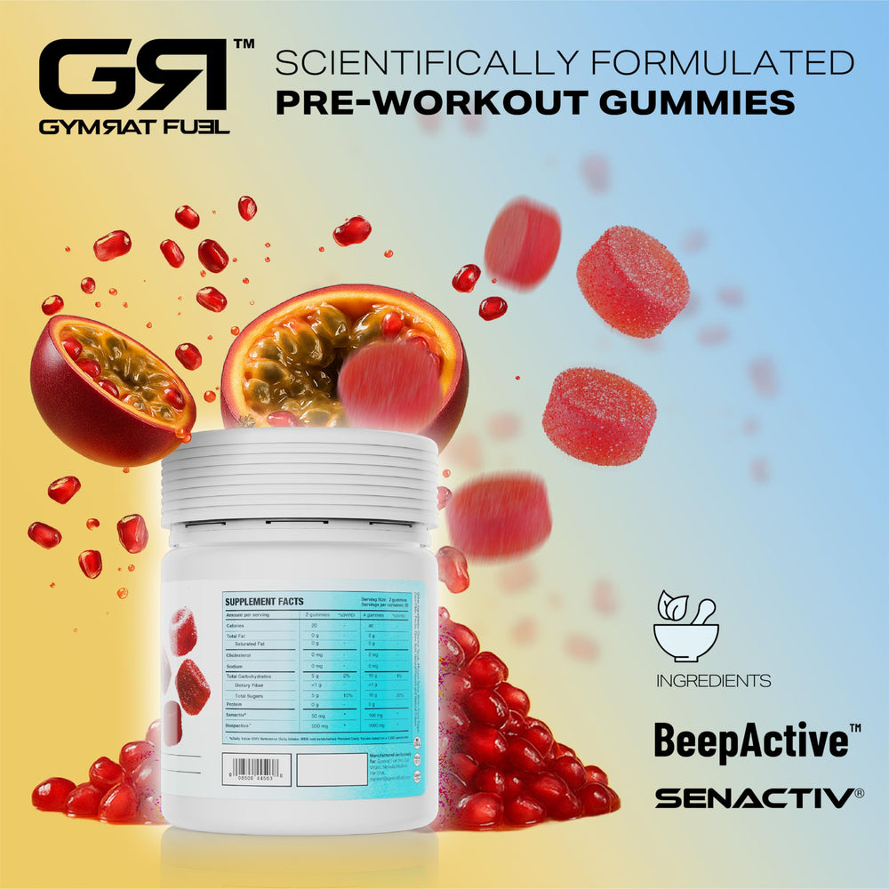 Gymrat Fuel Post Workout Gummies packaging highlights USA Made GMP Certified quality.