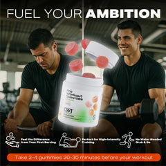 Gymrat Fuel Tropical Blast packaging beside gym bag for pre-workout use.