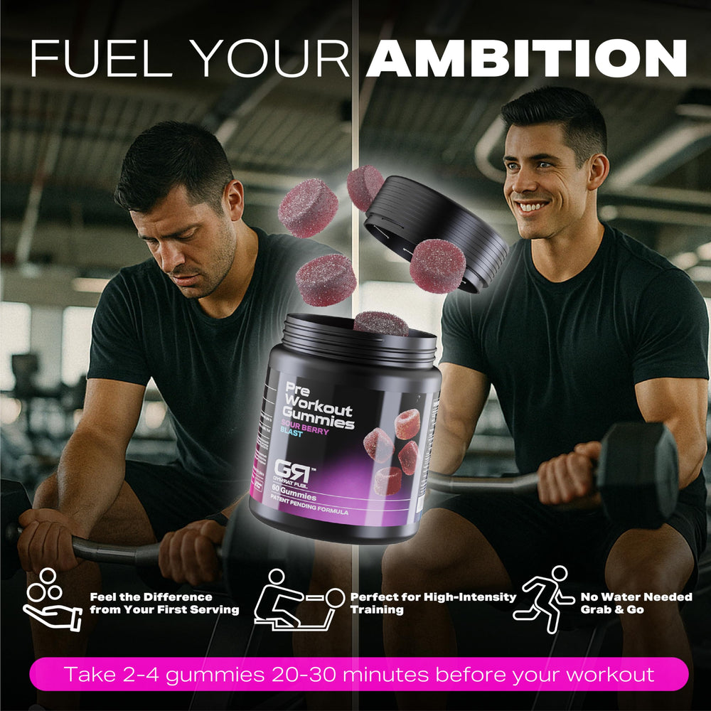 Gymrat Fuel Purple Force graphic highlights energizing ingredients and improved focus potential.