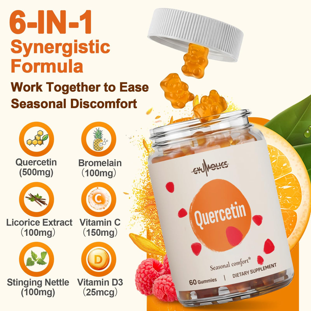 Gyumolics Quercetin for Kids bottle back showing nutrition details and ingredients
