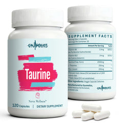 Gyumolics Taurine 2000mg bottle for daily amino acid support.