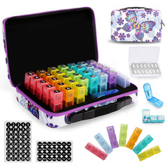 GZWENHAN 31-day medication box front view showing rainbow compartments for easy dosing.