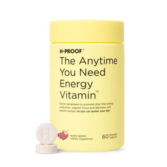 H-PROOF Anytime Energy chews pack shot with mixed berry flavor