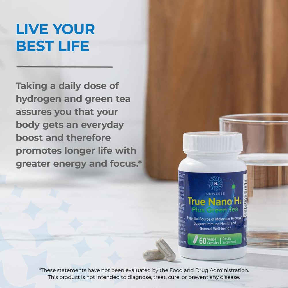 Poured capsule shot from True Nano H2 with Green Tea