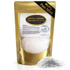 H2O Air Water Americas Gold Standard MSM crystals—1 lb jar, highlighting purity and potency.