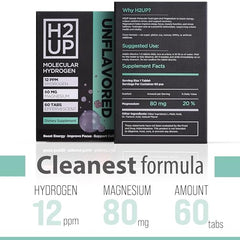 H2UP tablet dissolving in water to create hydrogen water.