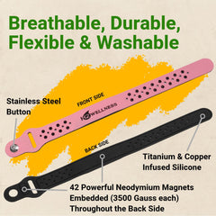 H2WELLNESS magnetic bracelet on wrist during gym workout demonstrates adjustable fit.