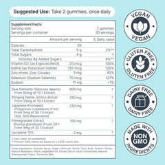 Habit + Habitat Prostate Shield Gummies label highlights raspberry and pomegranate flavor.