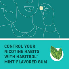 Habitrol 4 mg mint gum pieces close-up showing refreshing flavor.
