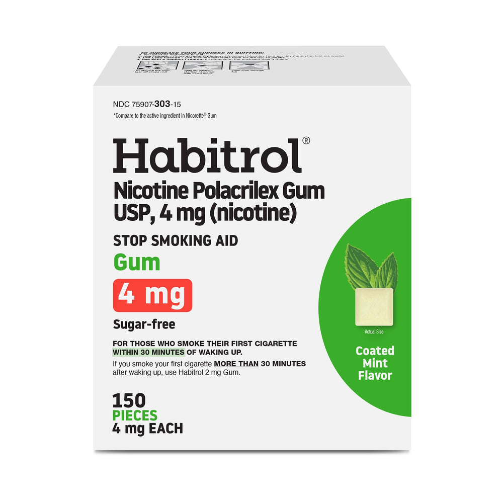 Habitrol 4 mg mint gum pack for craving relief and fresh breath.