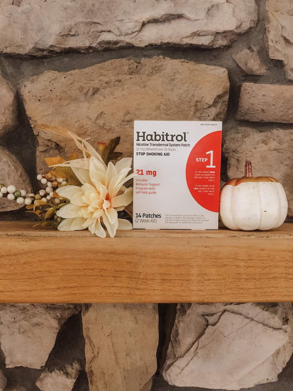 Habitrol patch application area image demonstrates discreet skin wear.