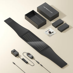 Dual-wavelength LED array on Haeglauv belt targeting back or legs.