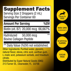 Super Natural Goods closeup shows healthy hair, nails, and radiant skin potential.