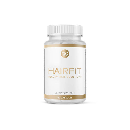 HAIRFIT vitamins bottle front view highlighting nourishment and potential growth for hair.