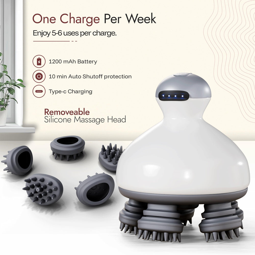 HairKink portable cordless head massager for on-the-go relief