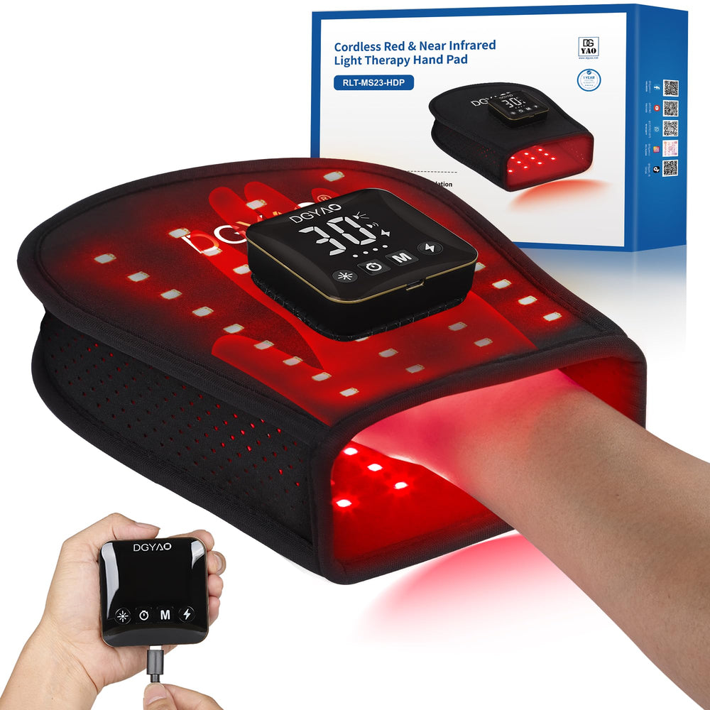 HAIYUE cordless red light hand device for targeted relief and relaxation.