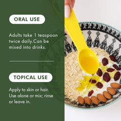 HalalEveryDay Black Seed Oil added to smoothie for subtle nutrition.