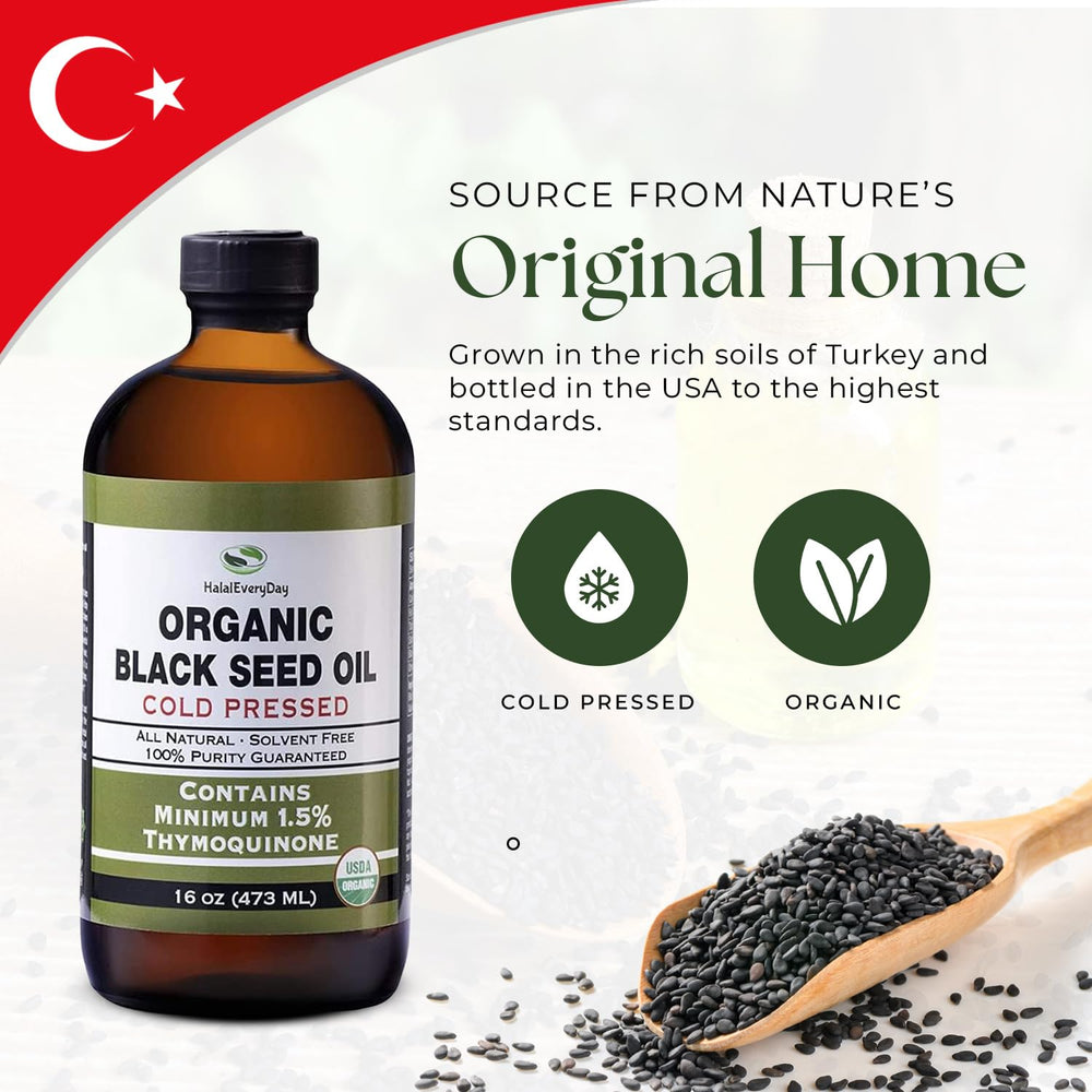 HalalEveryDay Black Seed Oil Turkish origin for authentic Nigella Sativa