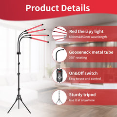Halbeira 660nm red-light close-up targets skin surface areas.