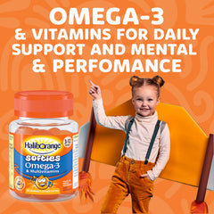 Haliborange omega3 softgels closeup for daily nutritional balance.