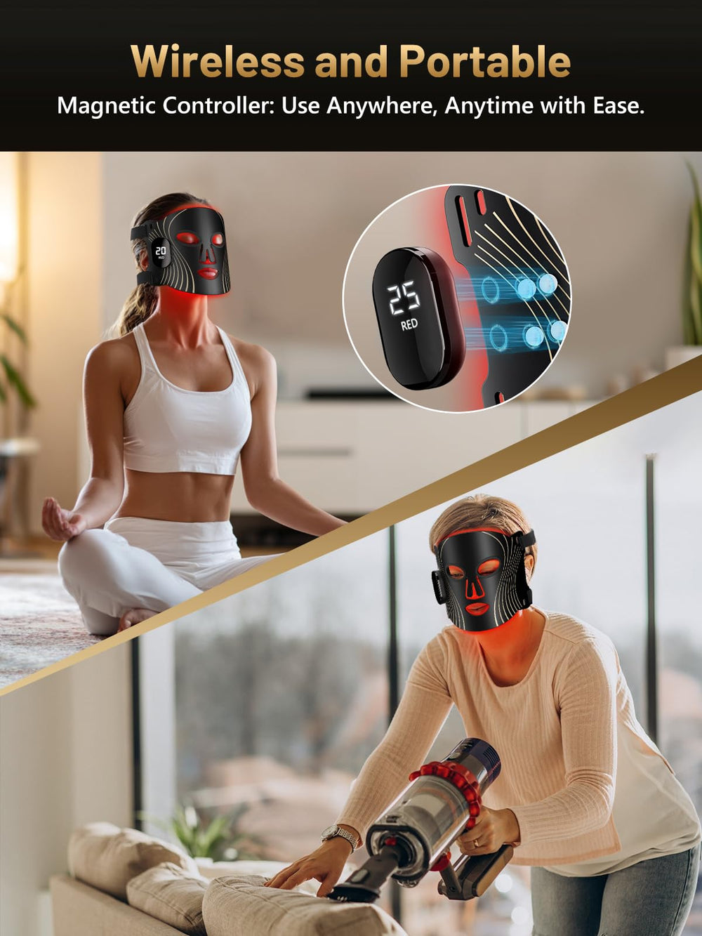 HALIDODO cordless rechargeable mask enabling flexible on-the-go sessions.