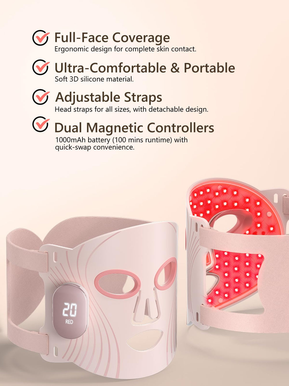 HALIDODO pink LED mask design offering convenient skincare
