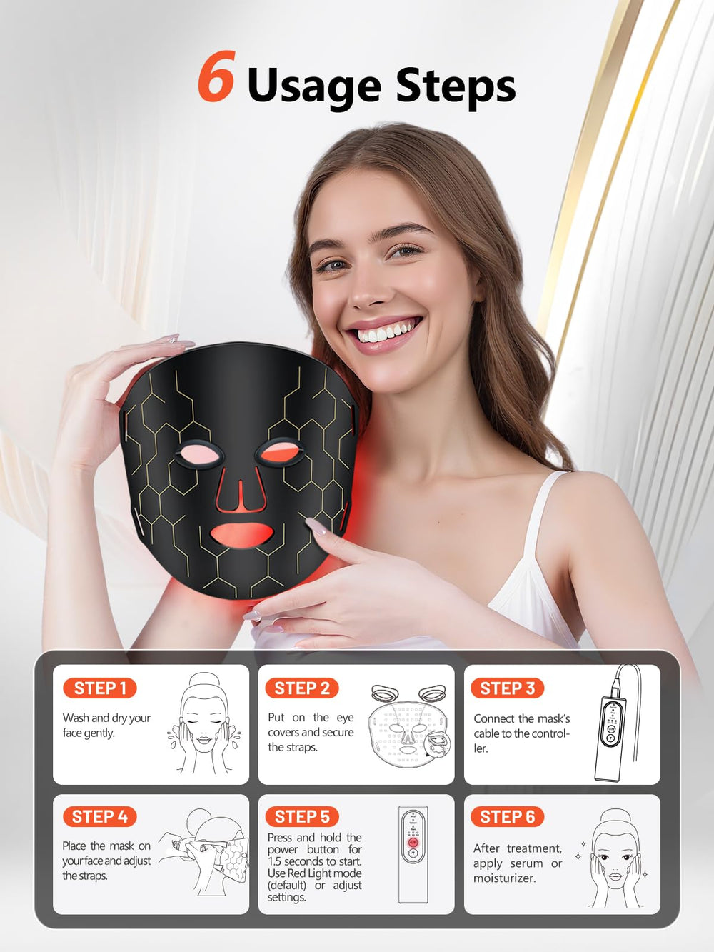 HALIDODO red light mask use during reading or yoga sessions