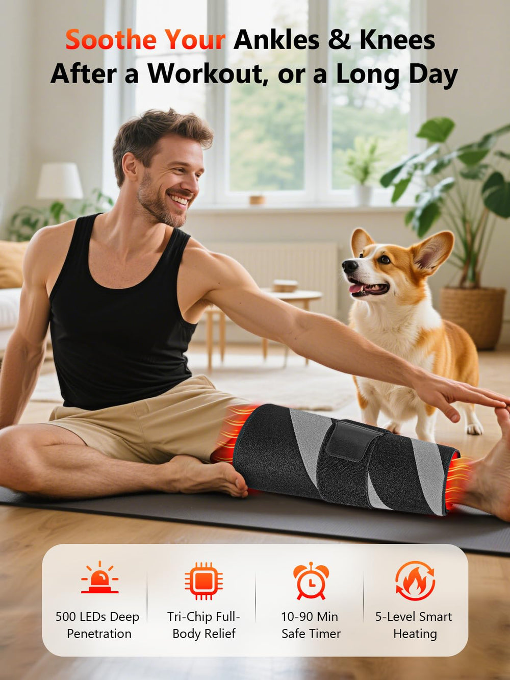 HALIDODO red light therapy mat applied to knee area for joint comfort