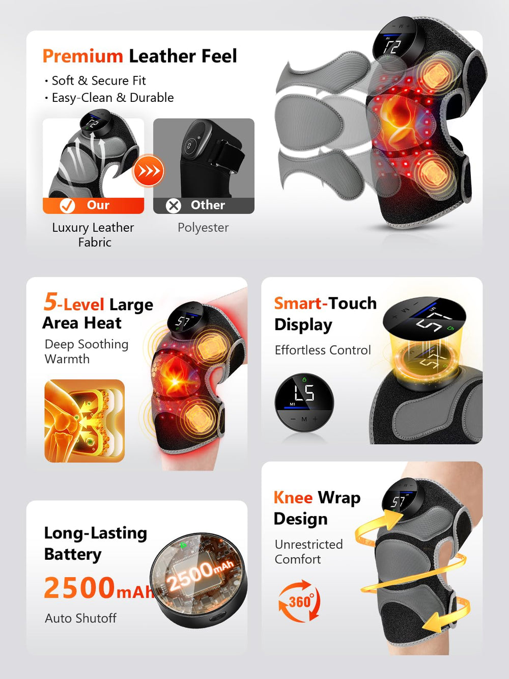 HALIDODO Upgrade Knee Brace 10hz-pulse adds focused stimulation