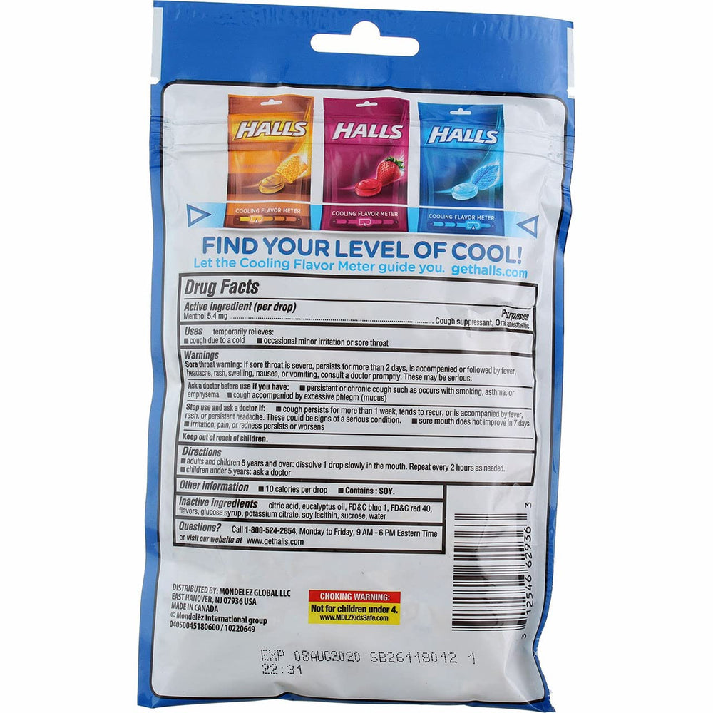 HALLS Mentho-Lyptus Drops close-up highlights menthol aroma and cooling sensation