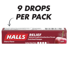 HALLS cherry drops on tray display for quick pick-and-go.