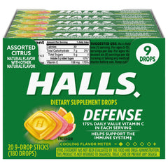 HALLS Defense pocket pack drops for on-the-go vitamin C use.