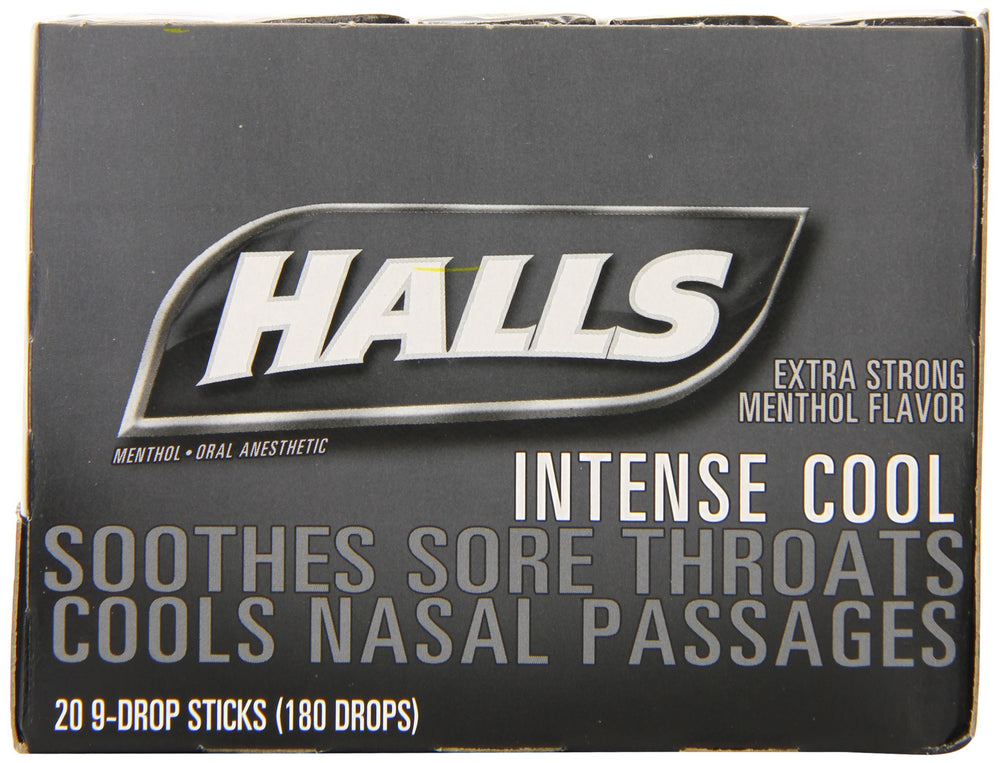 HALLS Relief Max Strength box and label showing product details