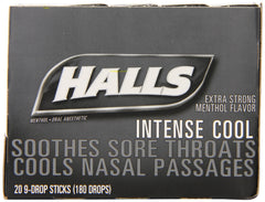 HALLS Relief Max Strength box and label showing product details
