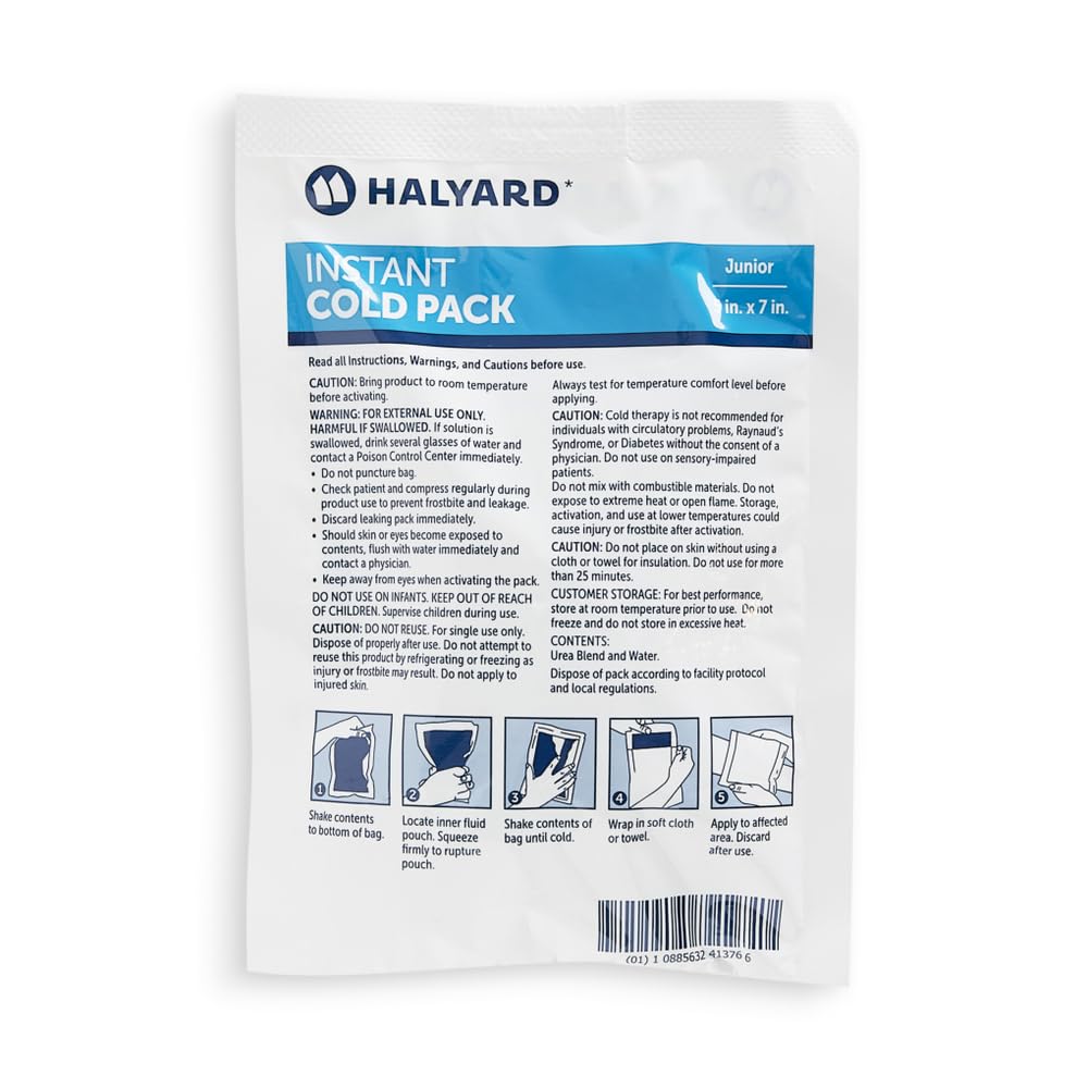 Halyard Instant Cold Pack activation showing easy squeeze.