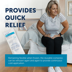 Fold-to-pop activation demonstrated on HALYARD perineal pack for quick cooling.