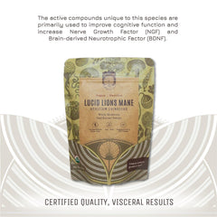 Organic-certified Hamilton's Lucid Lion's Mane packaging highlighting quality.