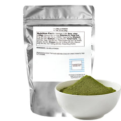 Hampton Distribution chlorella powder spoon for measuring and mixing into shakes.