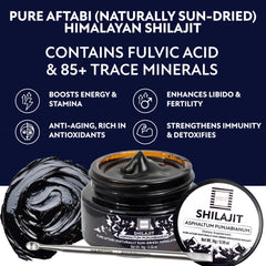 Shilajit 400mg serving spoon for precise daily dosing and convenience.